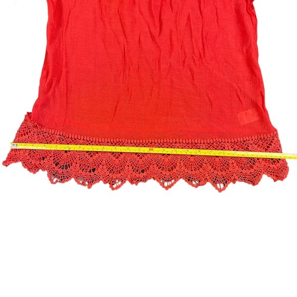 Bobeau Top Blouse Red Orange Off The Shoulder Lace‎ Hem Women's Size Medium - Picture 12 of 16